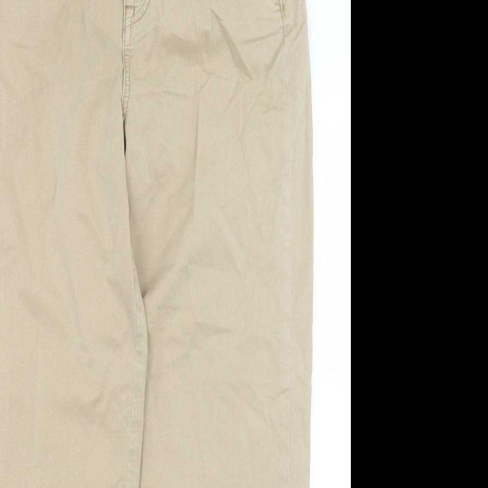Per Una Womens Beige Cotton Chino Trousers Size 10 L27 in Regular Button
