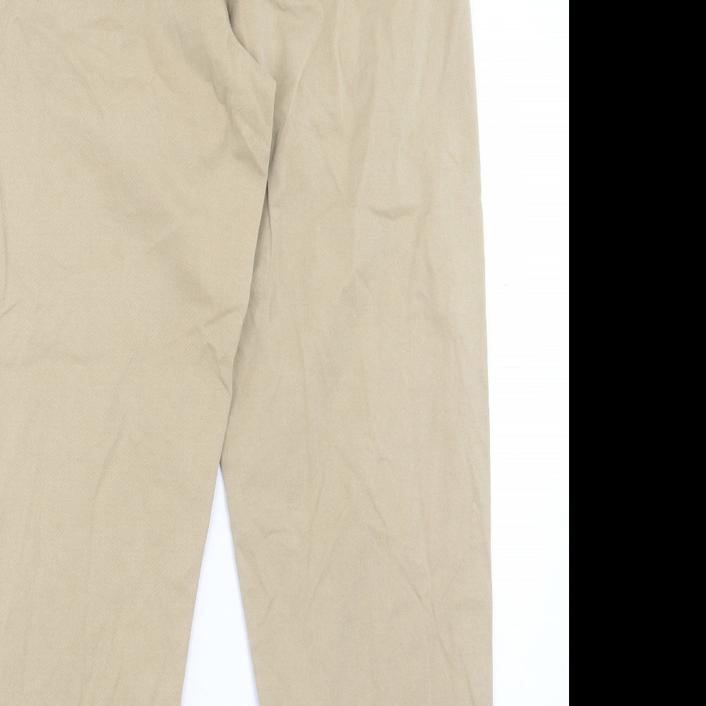 Per Una Womens Beige Cotton Chino Trousers Size 10 L27 in Regular Button