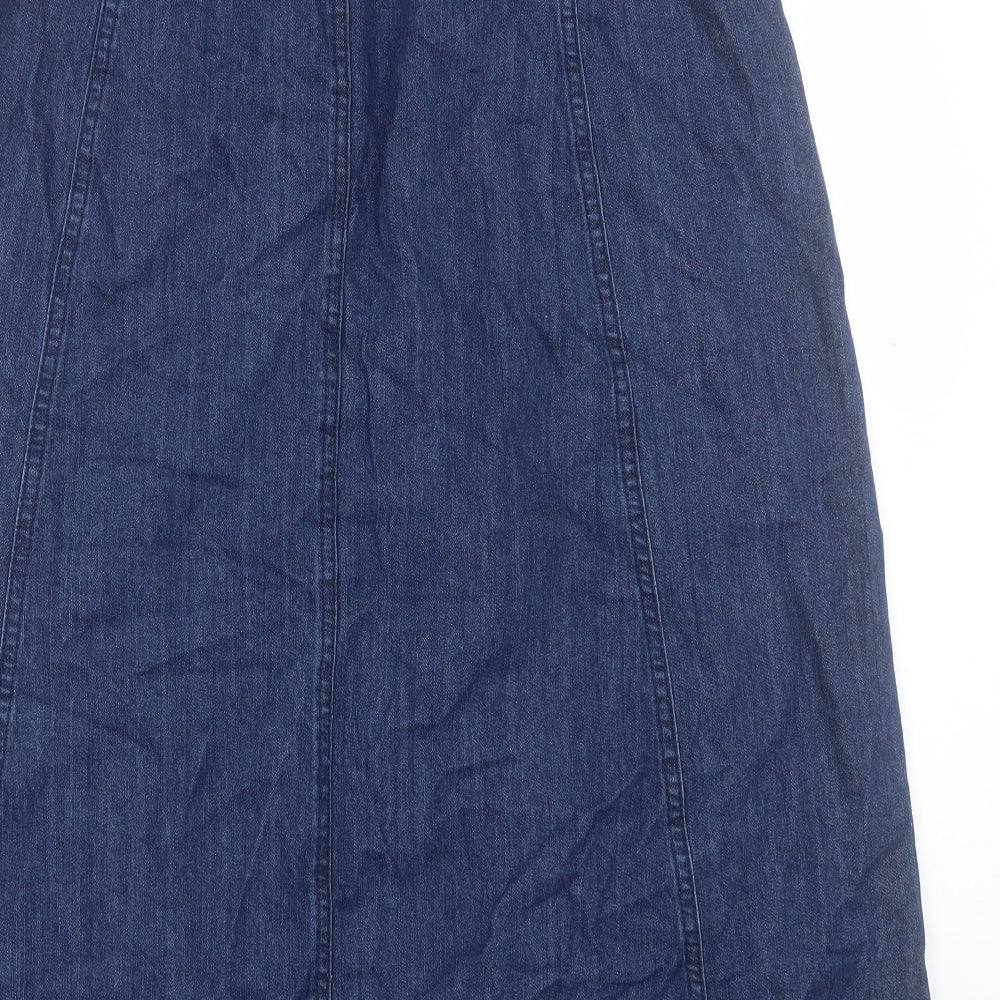 Seasalt Womens Blue Cotton A-Line Skirt Size 16 Button