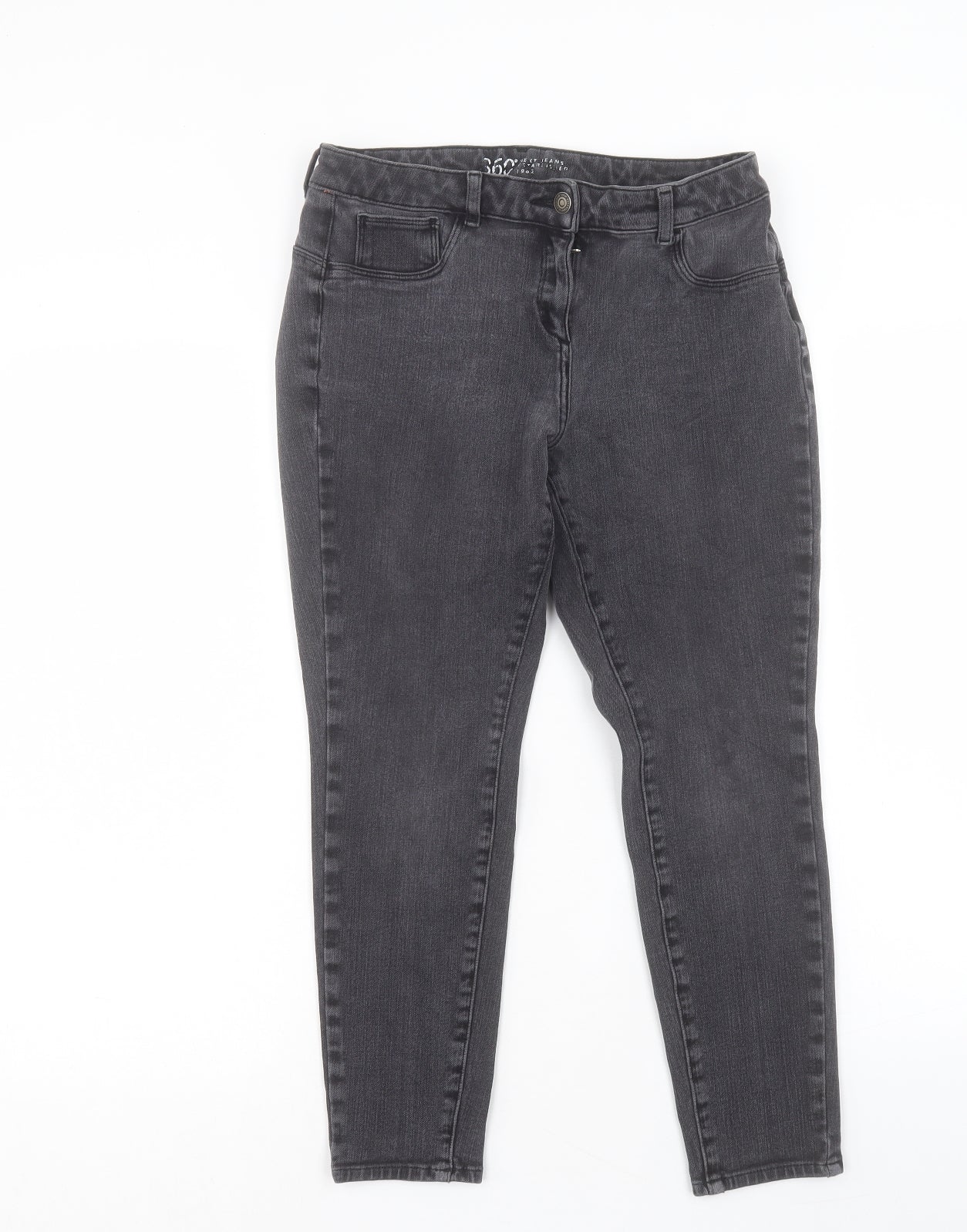 NEXT Womens Black Cotton Cropped Jeans Size 14 L23 in Regular Button