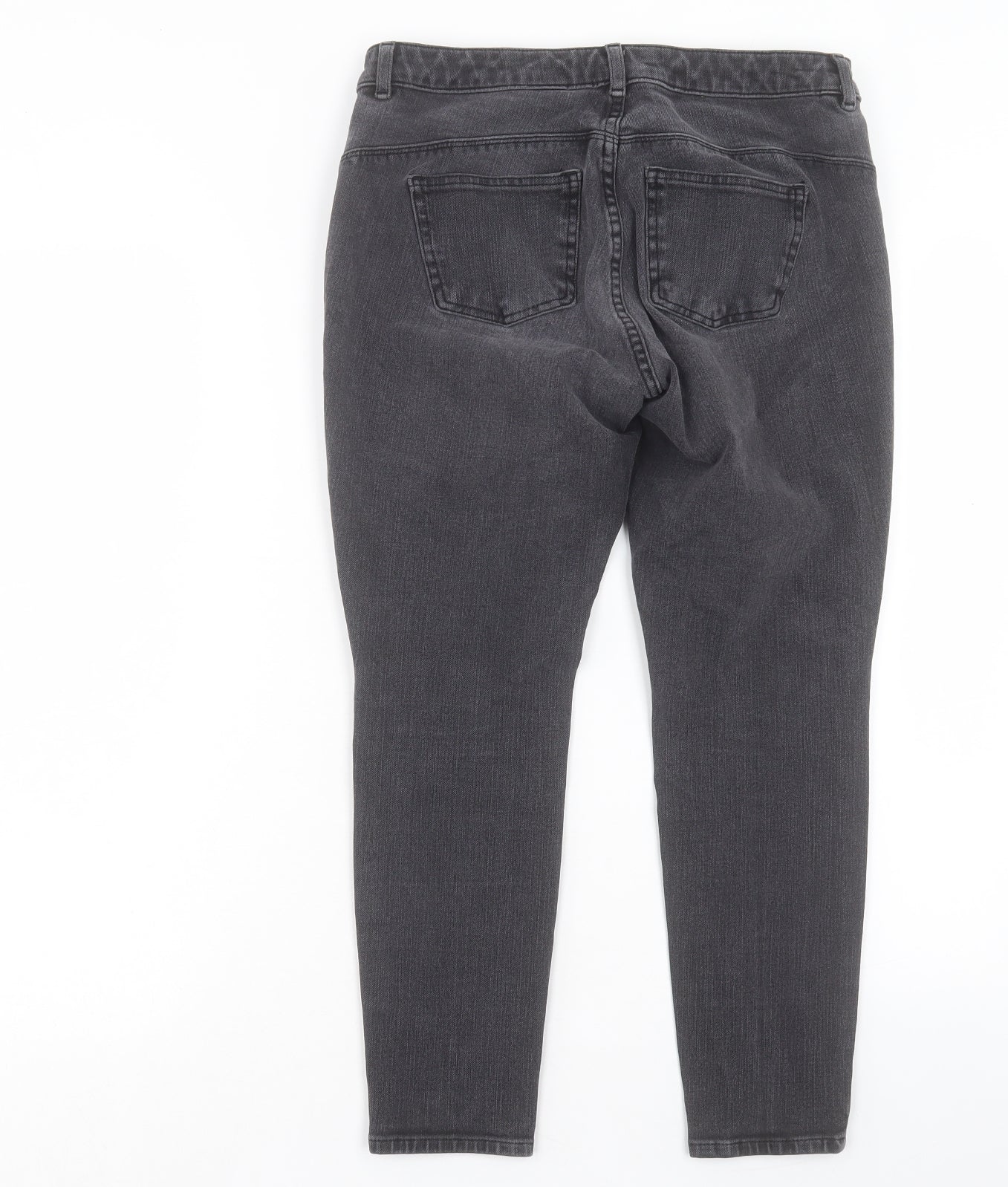 NEXT Womens Black Cotton Cropped Jeans Size 14 L23 in Regular Button
