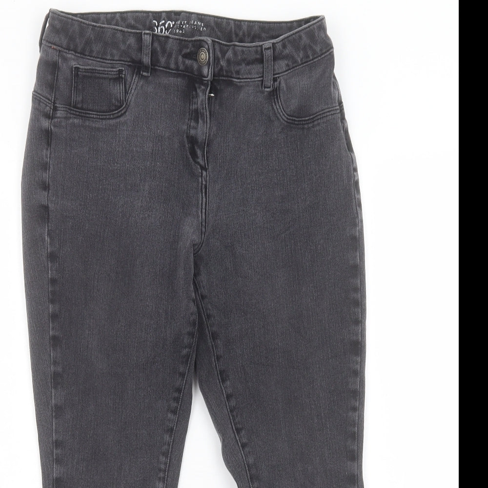 NEXT Womens Black Cotton Cropped Jeans Size 14 L23 in Regular Button