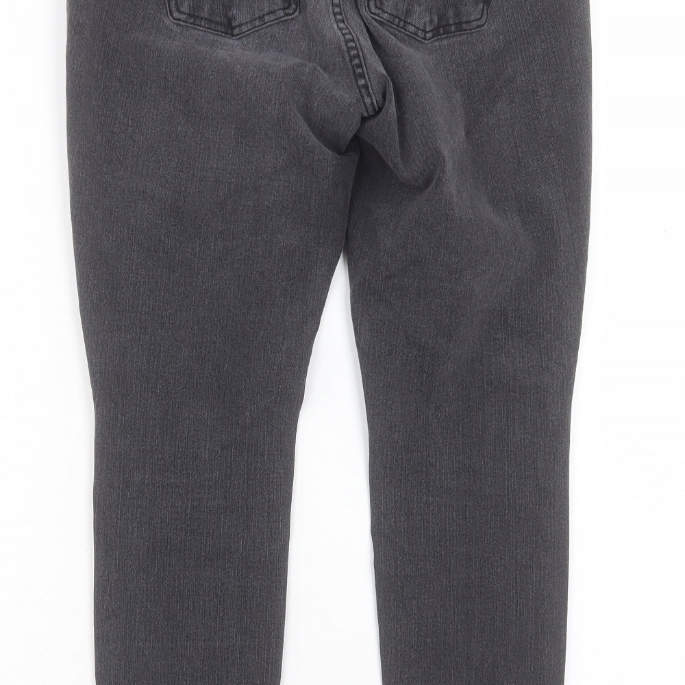 NEXT Womens Black Cotton Cropped Jeans Size 14 L23 in Regular Button