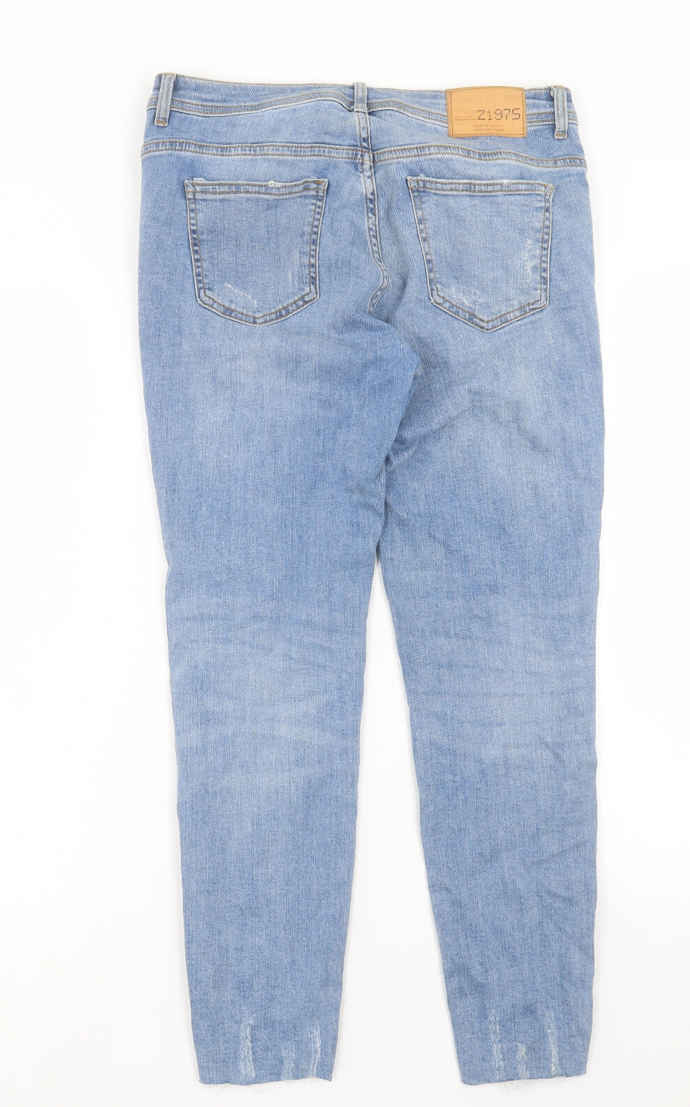 Zara Womens Blue Cotton Skinny Jeans Size 12 L26 in Regular Button