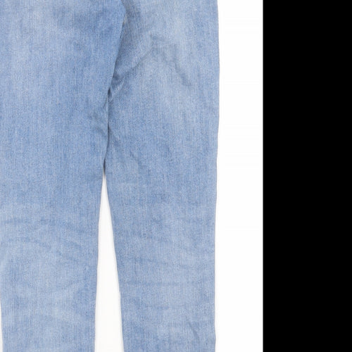 Zara Womens Blue Cotton Skinny Jeans Size 12 L26 in Regular Button