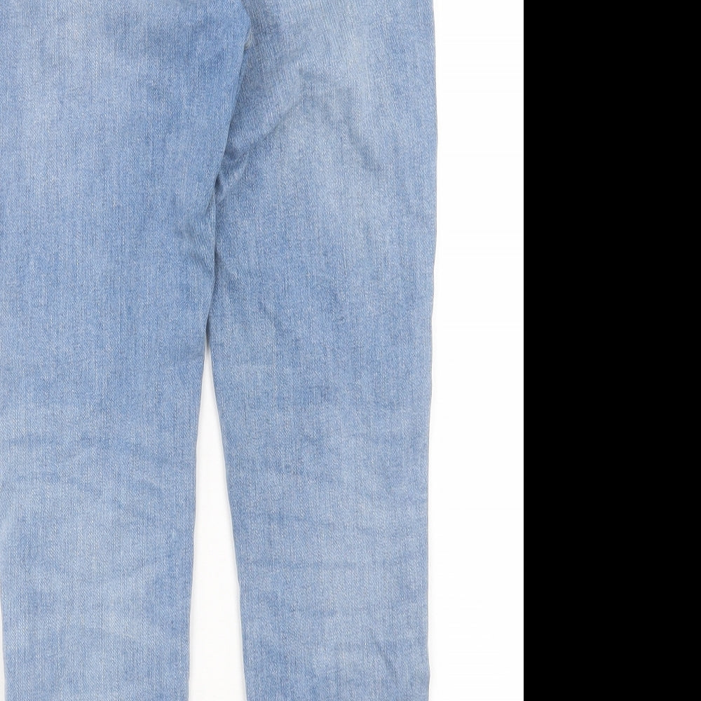 Zara Womens Blue Cotton Skinny Jeans Size 12 L26 in Regular Button