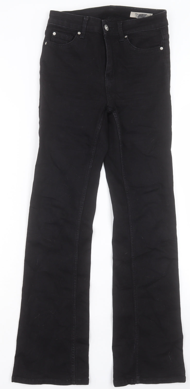 Marks and Spencer Womens Black Cotton Bootcut Jeans Size 8 L30 in Regular Button