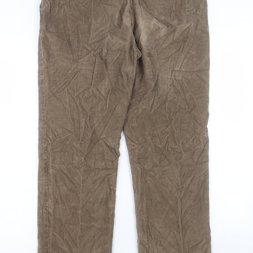 Eric Spencer Mens Brown Cotton Trousers Size 34 in L31 in Regular Button