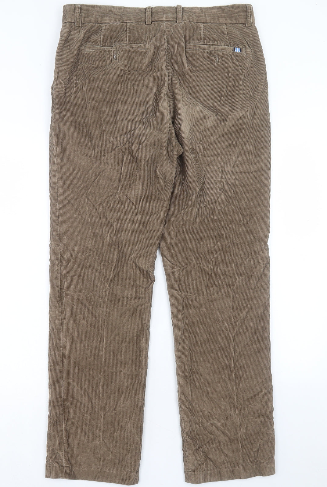 Eric Spencer Mens Brown Cotton Trousers Size 34 in L31 in Regular Button