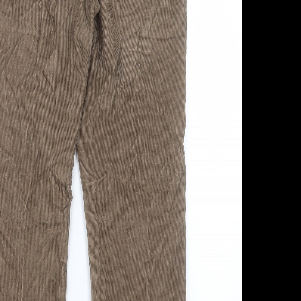 Eric Spencer Mens Brown Cotton Trousers Size 34 in L31 in Regular Button