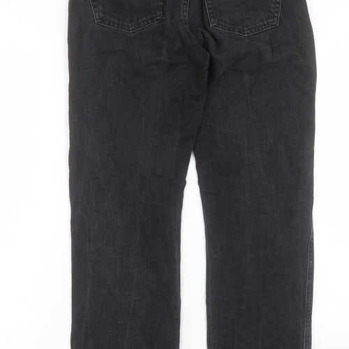 Denim & Co. Womens Black Cotton Straight Jeans Size 10 L29 in Regular Button