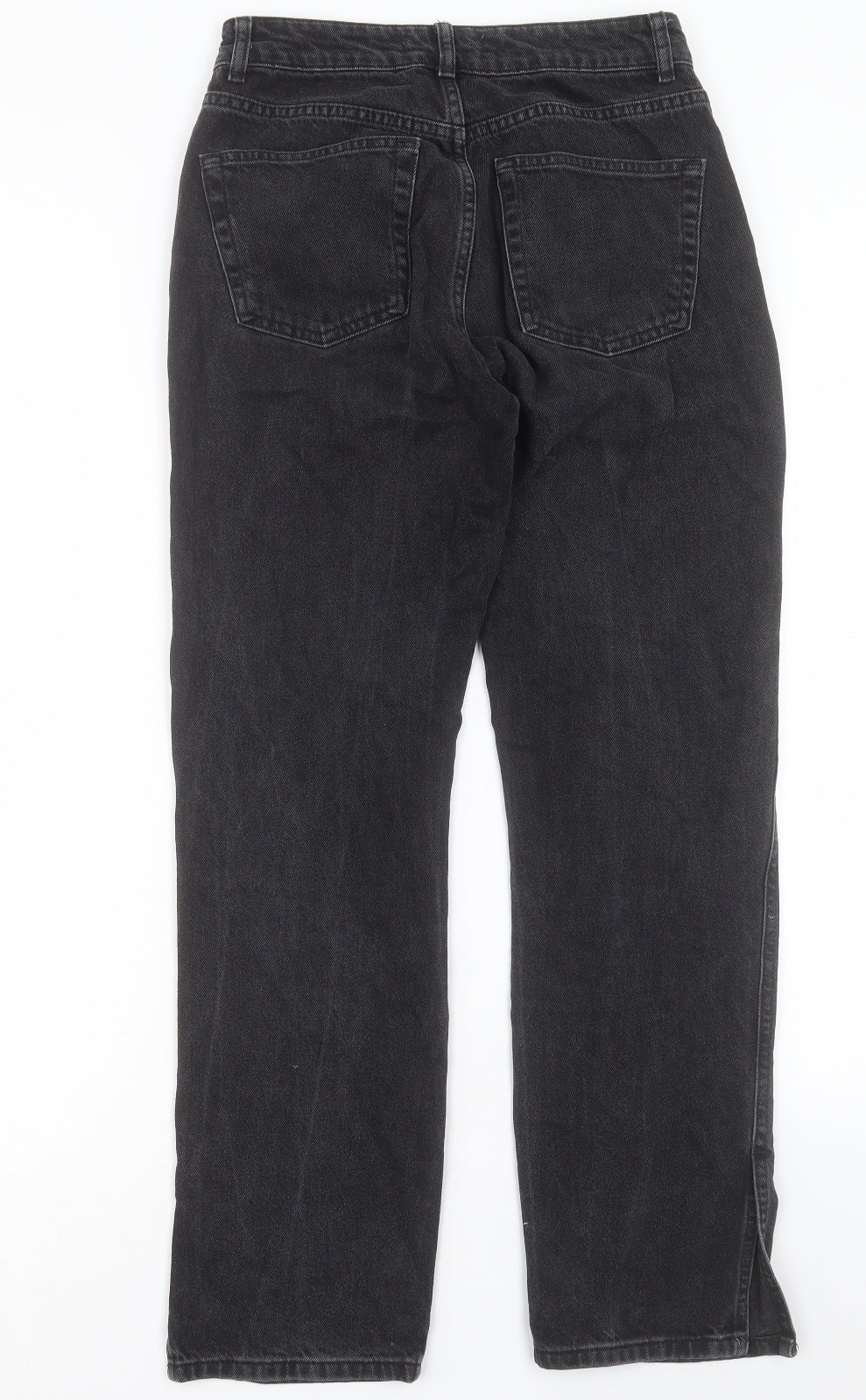 Denim & Co. Womens Black Cotton Straight Jeans Size 10 L29 in Regular Button