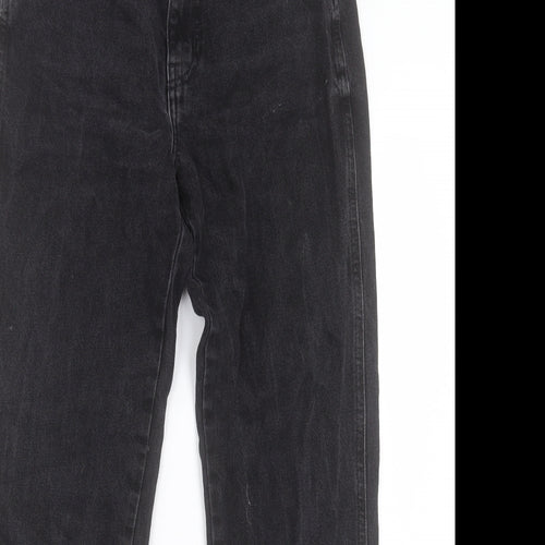 Denim & Co. Womens Black Cotton Straight Jeans Size 10 L29 in Regular Button