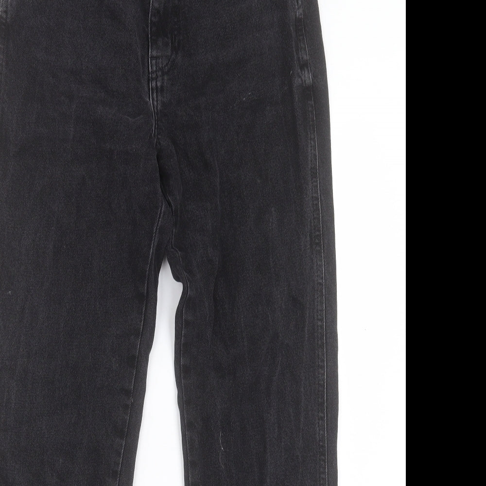 Denim & Co. Womens Black Cotton Straight Jeans Size 10 L29 in Regular Button