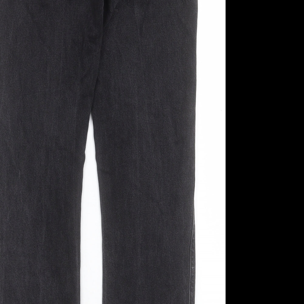 Denim & Co. Womens Black Cotton Straight Jeans Size 10 L29 in Regular Button
