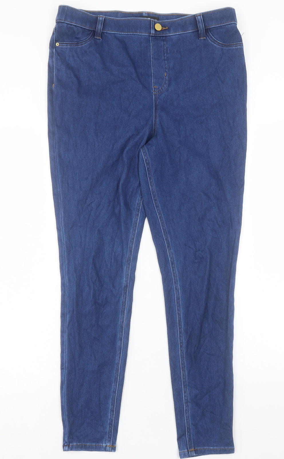 F&F Womens Blue Cotton Skinny Jeans Size 14 L28 in Regular Button