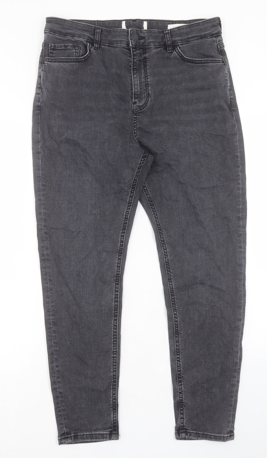 Marks and Spencer Womens Black Cotton Skinny Jeans Size 14 L26 in Regular Button