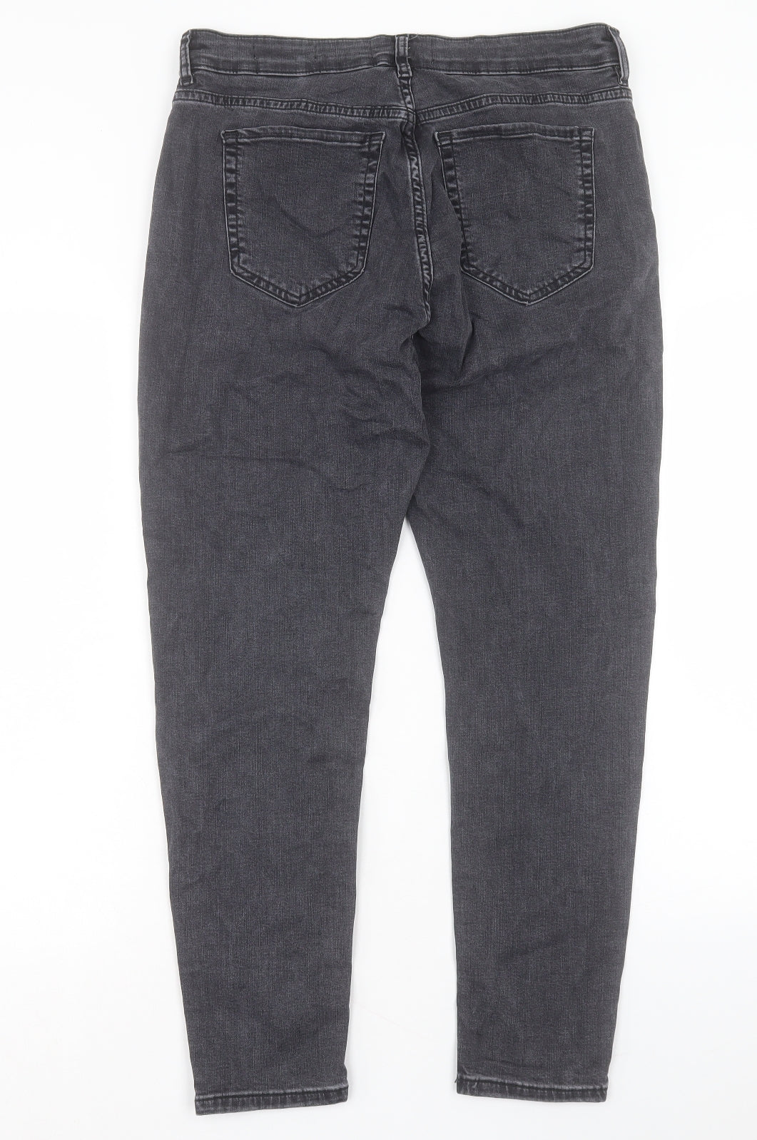 Marks and Spencer Womens Black Cotton Skinny Jeans Size 14 L26 in Regular Button