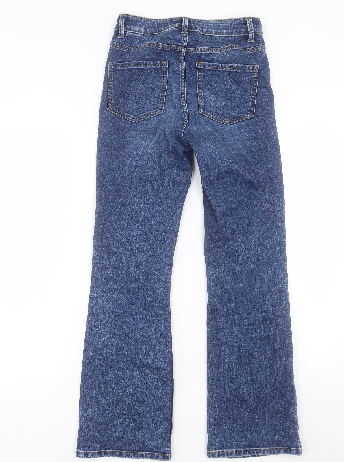 Marks and Spencer Womens Blue Cotton Bootcut Jeans Size 6 L28 in Regular Button