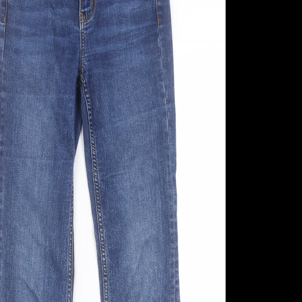 Marks and Spencer Womens Blue Cotton Bootcut Jeans Size 6 L28 in Regular Button