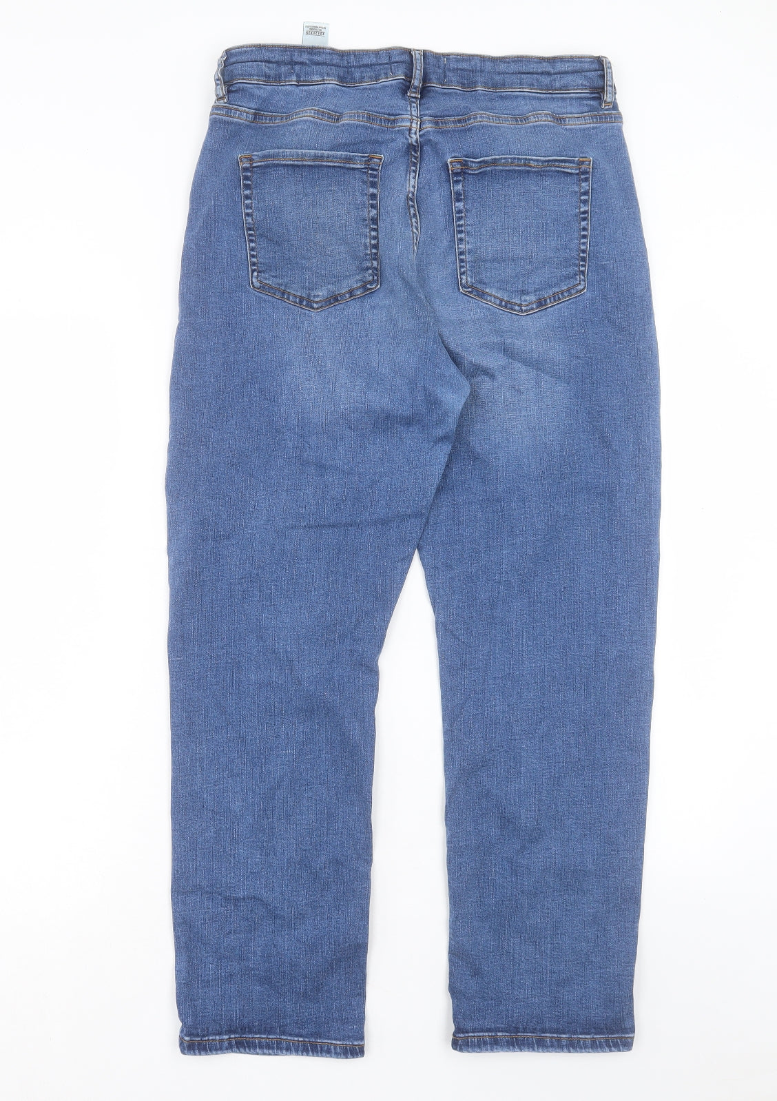 Per Una Womens Blue Lyocell Straight Jeans Size 14 L26 in Regular Button