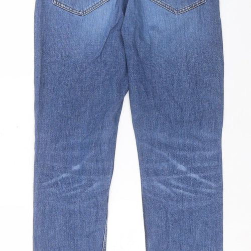 Fat Face Mens Blue Cotton Straight Jeans Size 34 in L33 in Regular Button - Long Leg