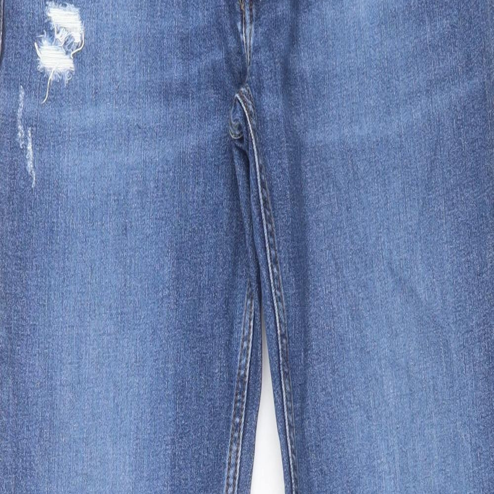 Fat Face Mens Blue Cotton Straight Jeans Size 34 in L33 in Regular Button - Long Leg