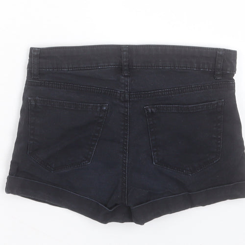 H&M Girls Black Cotton Boyfriend Shorts Size 9-10 Years Regular Buckle