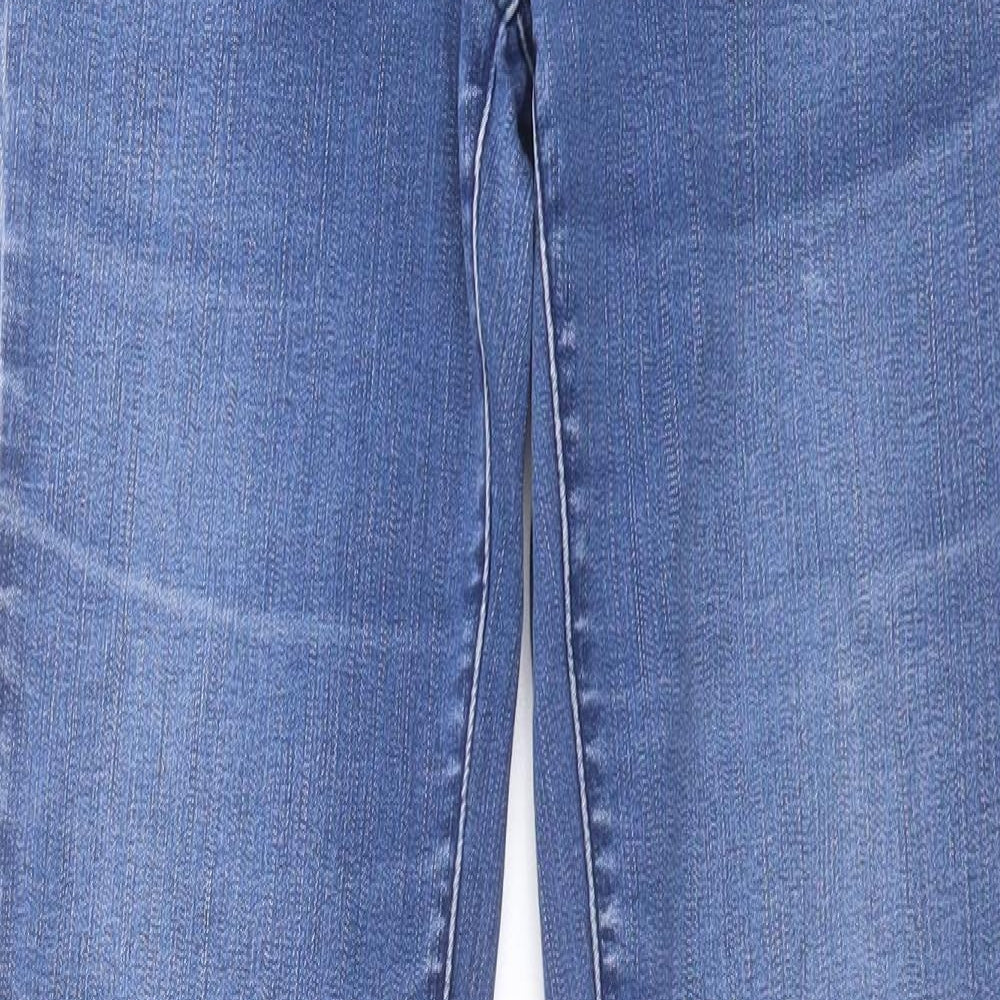 Marks and Spencer Womens Blue Cotton Straight Jeans Size 12 L31 in Regular Button - Lift & Shape