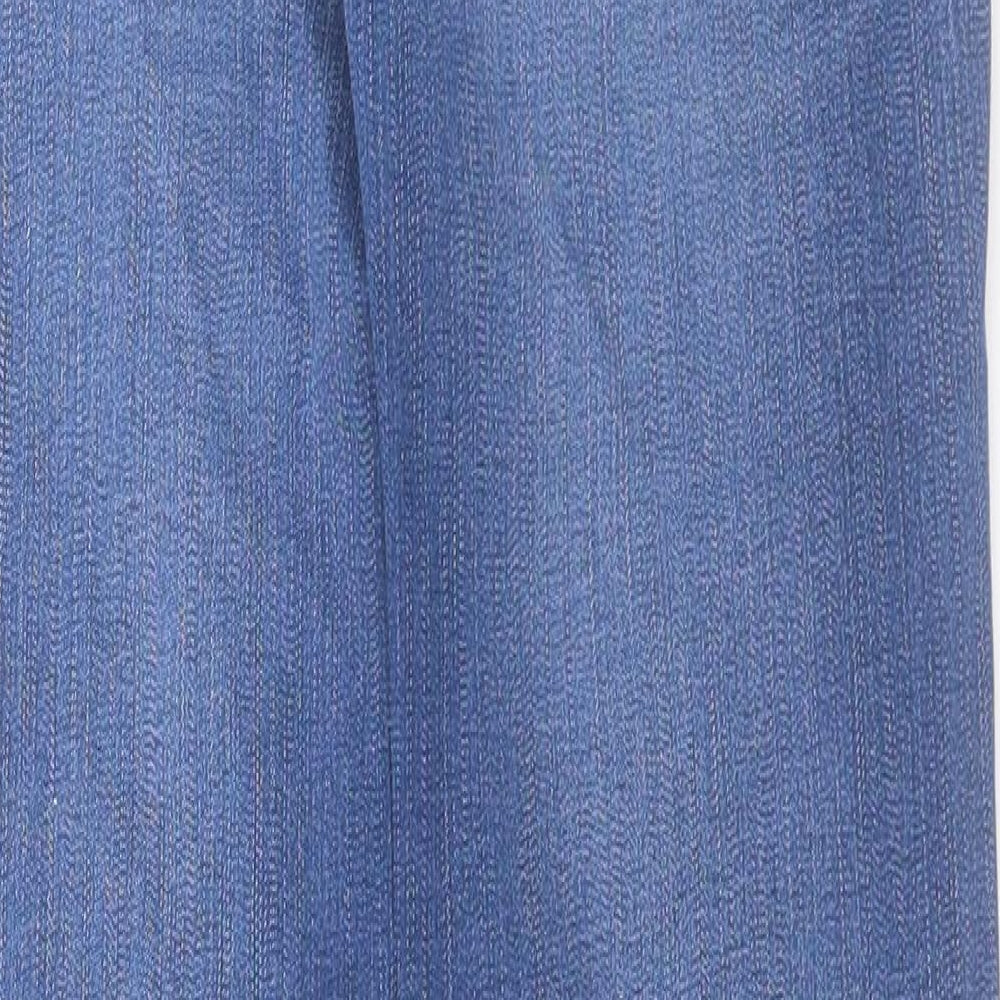 Marks and Spencer Womens Blue Cotton Straight Jeans Size 12 L31 in Regular Button - Lift & Shape