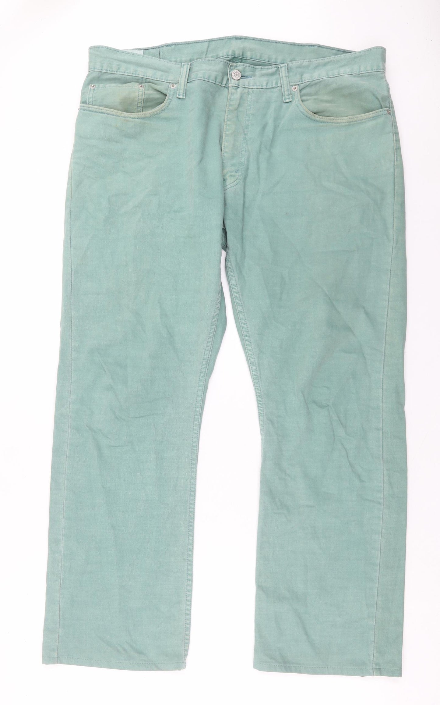 Signature by Levi Strauss & Co. Mens Green Cotton Straight Jeans Size 38 in L30 in Regular Button