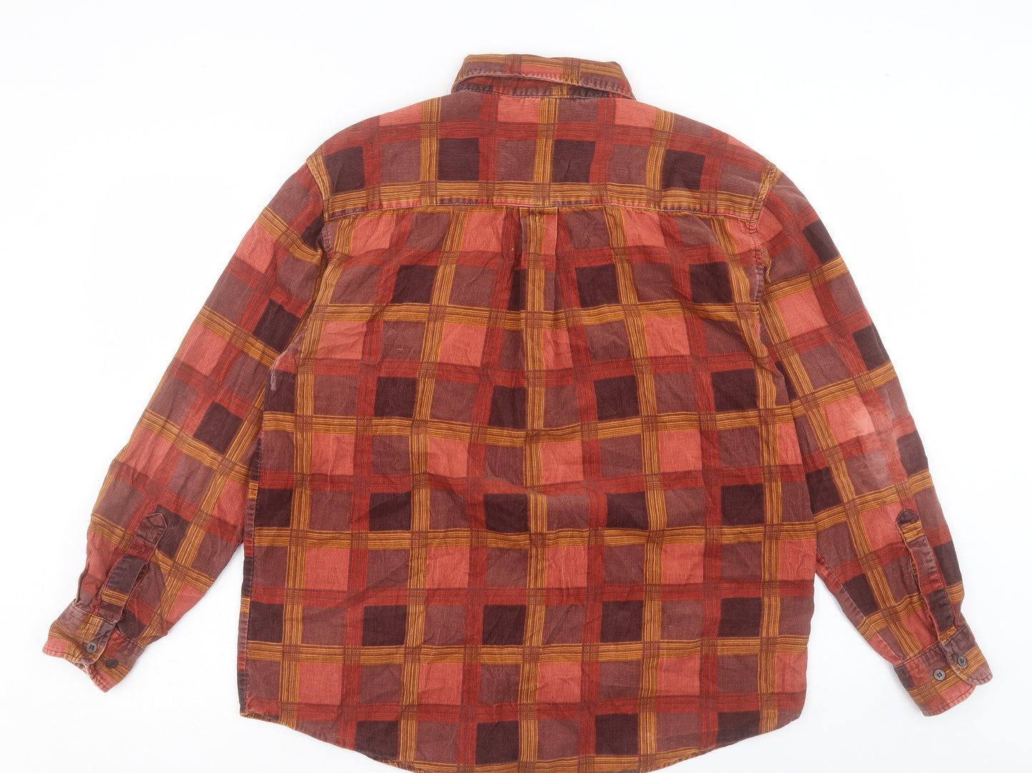 Michelangelo Mens Red Plaid Cotton Button-Up Size M Collared Button