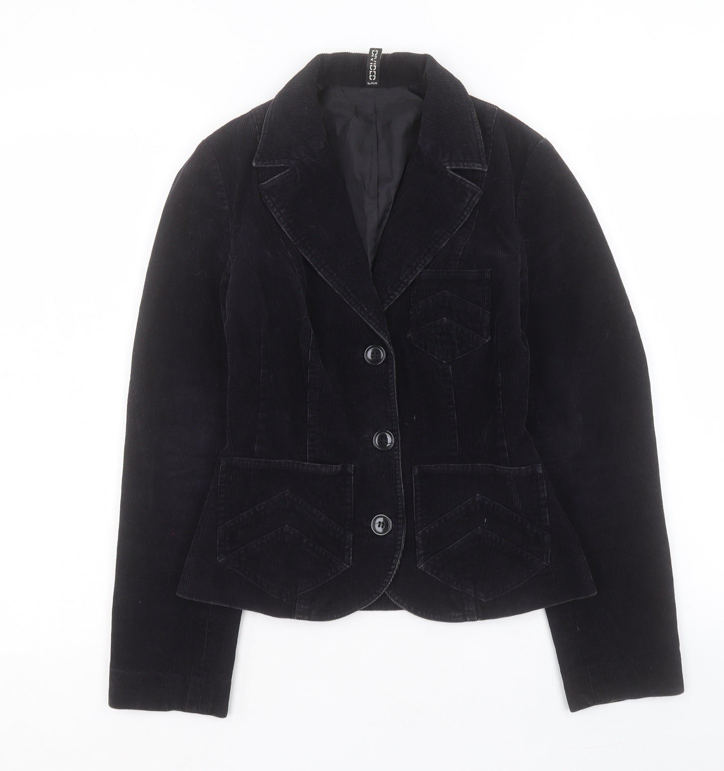 H&M Womens Black Jacket Blazer Size 8 Button