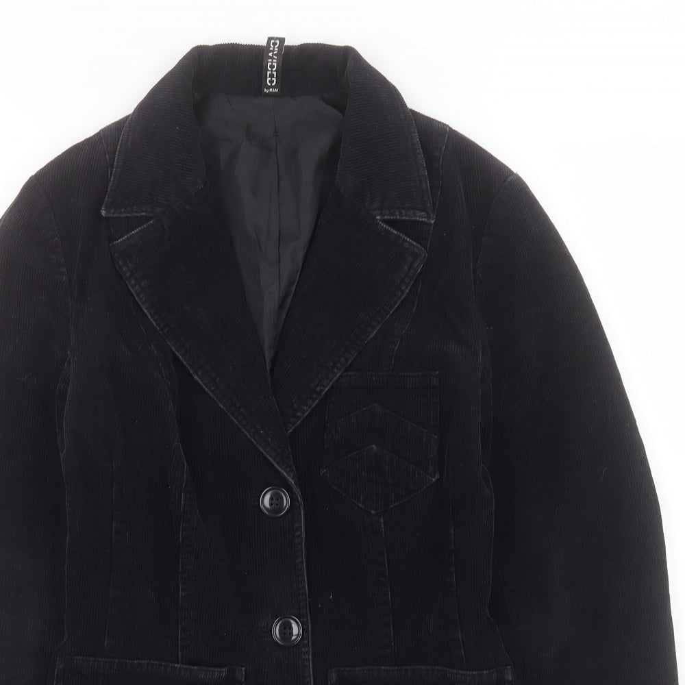 H&M Womens Black Jacket Blazer Size 8 Button