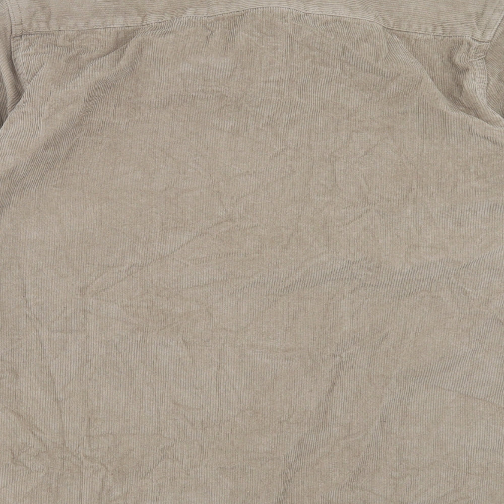 stronghold Mens Brown Cotton Button-Up Size M Collared Button