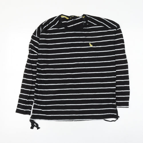 NEXT Womens Black Striped Cotton Basic T-Shirt Size 10 Round Neck