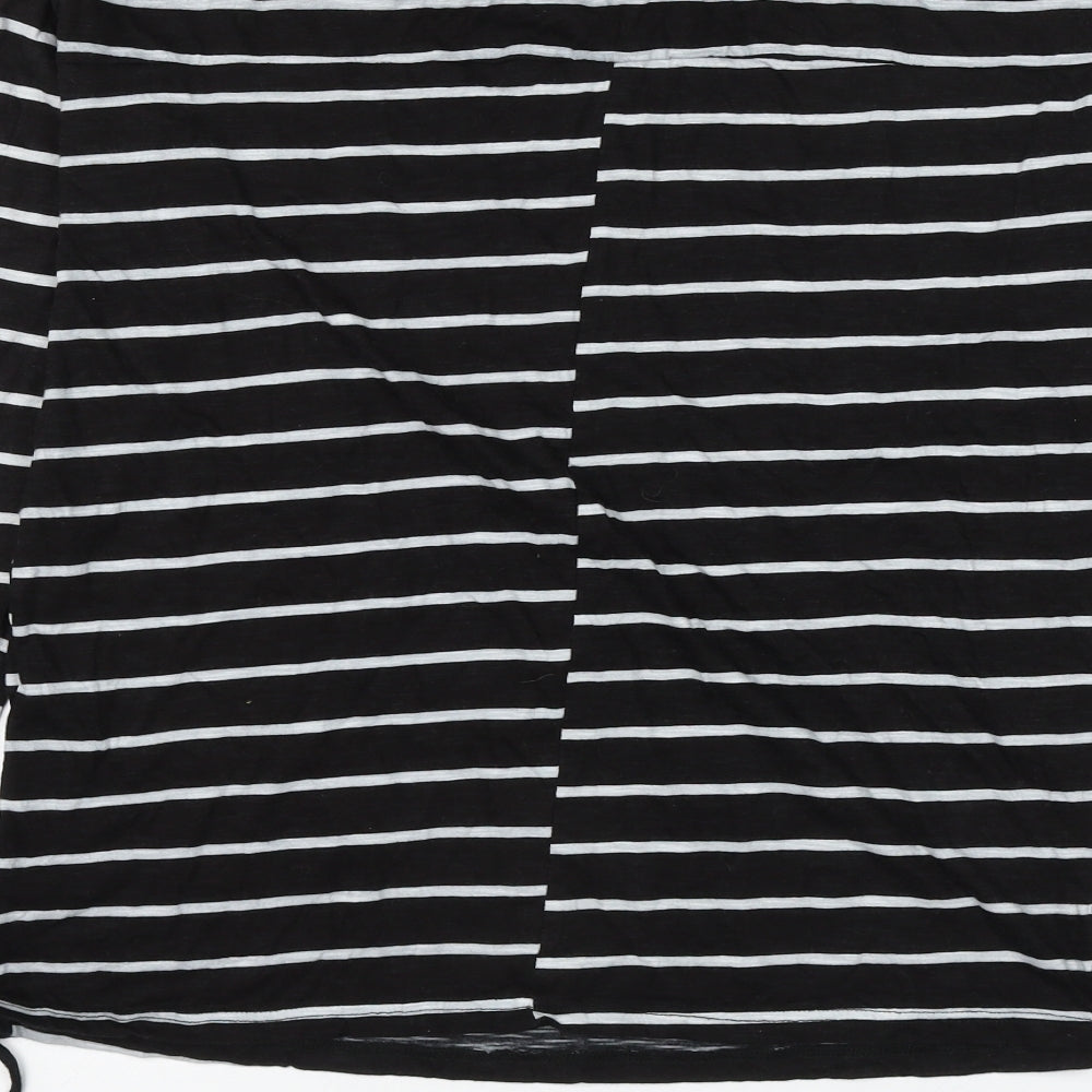 NEXT Womens Black Striped Cotton Basic T-Shirt Size 10 Round Neck