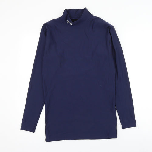 underar Mens Blue Nylon Basic T-Shirt Size L Mock Neck Pullover