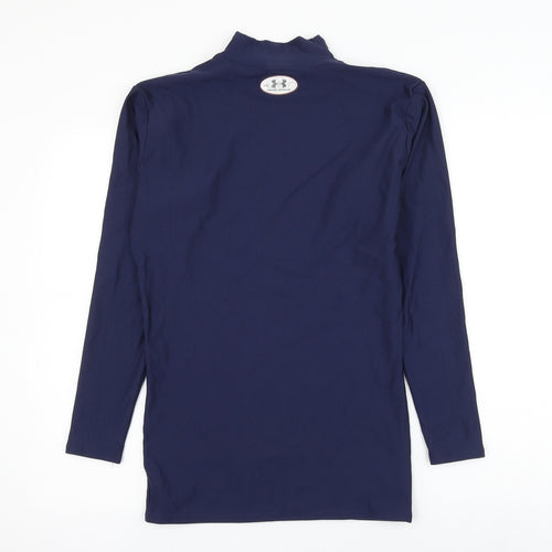 underar Mens Blue Nylon Basic T-Shirt Size L Mock Neck Pullover