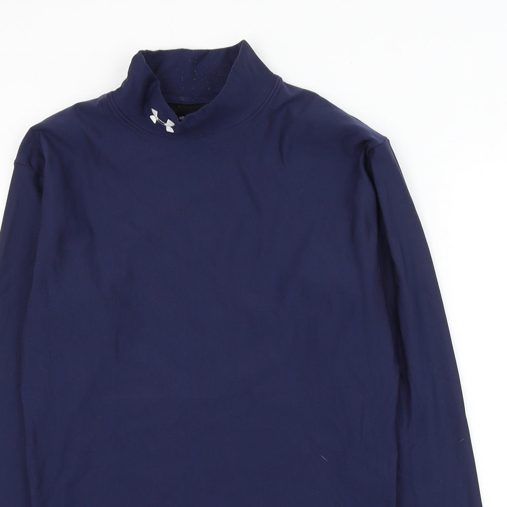 underar Mens Blue Nylon Basic T-Shirt Size L Mock Neck Pullover