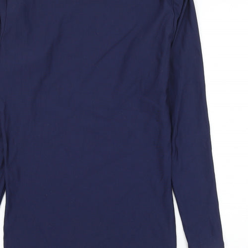 underar Mens Blue Nylon Basic T-Shirt Size L Mock Neck Pullover