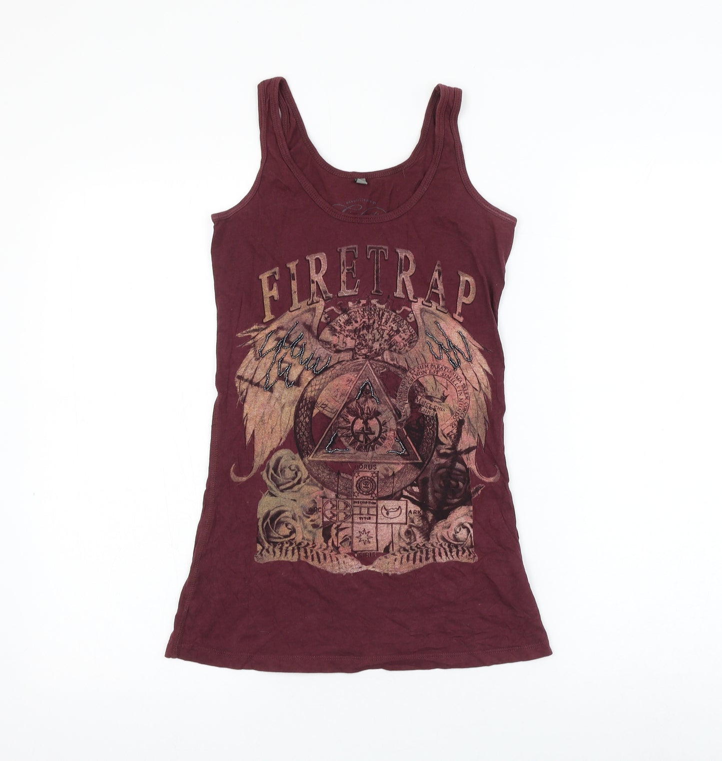 firetr Womens Red Cotton Basic Tank Size S Round Neck