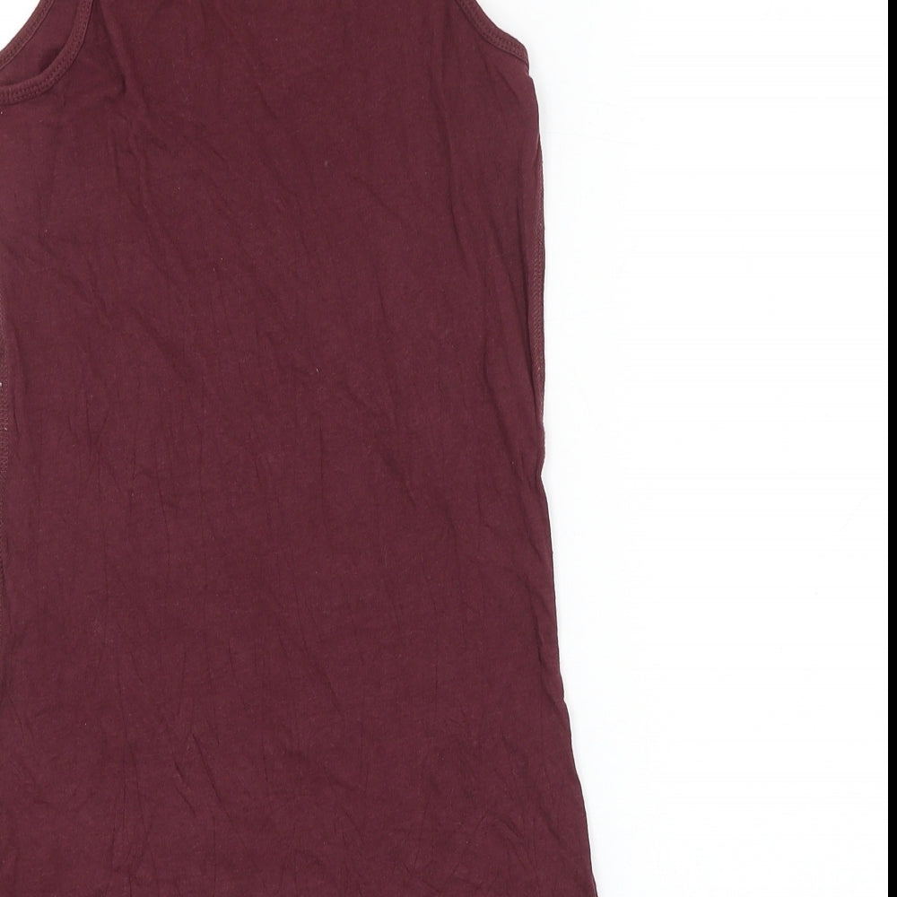 firetr Womens Red Cotton Basic Tank Size S Round Neck
