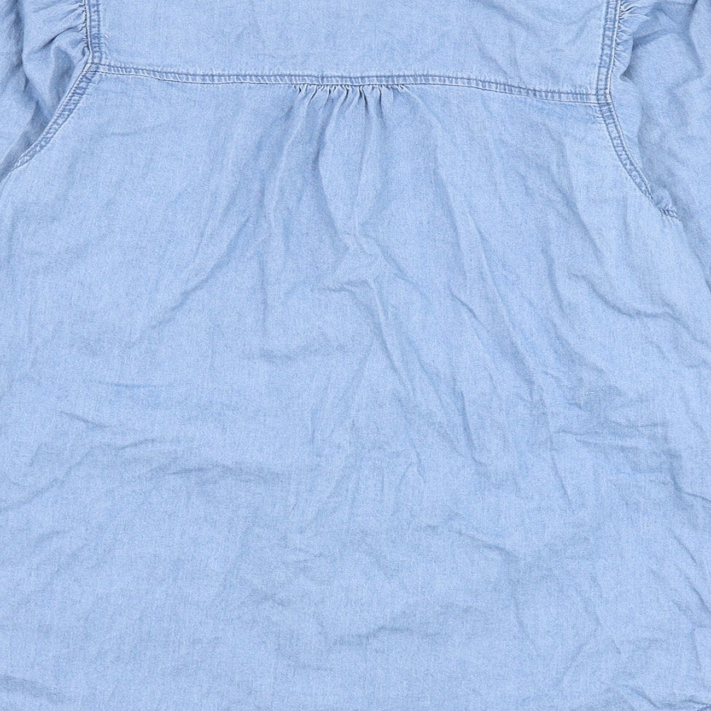 Primark Womens Blue Cotton Basic Button-Up Size 10 Collared