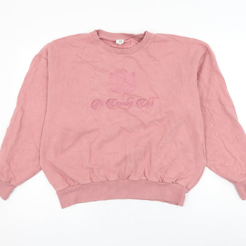 River Island Womens Pink Cotton Pullover Sweatshirt Size S Pullover - RI Country Club