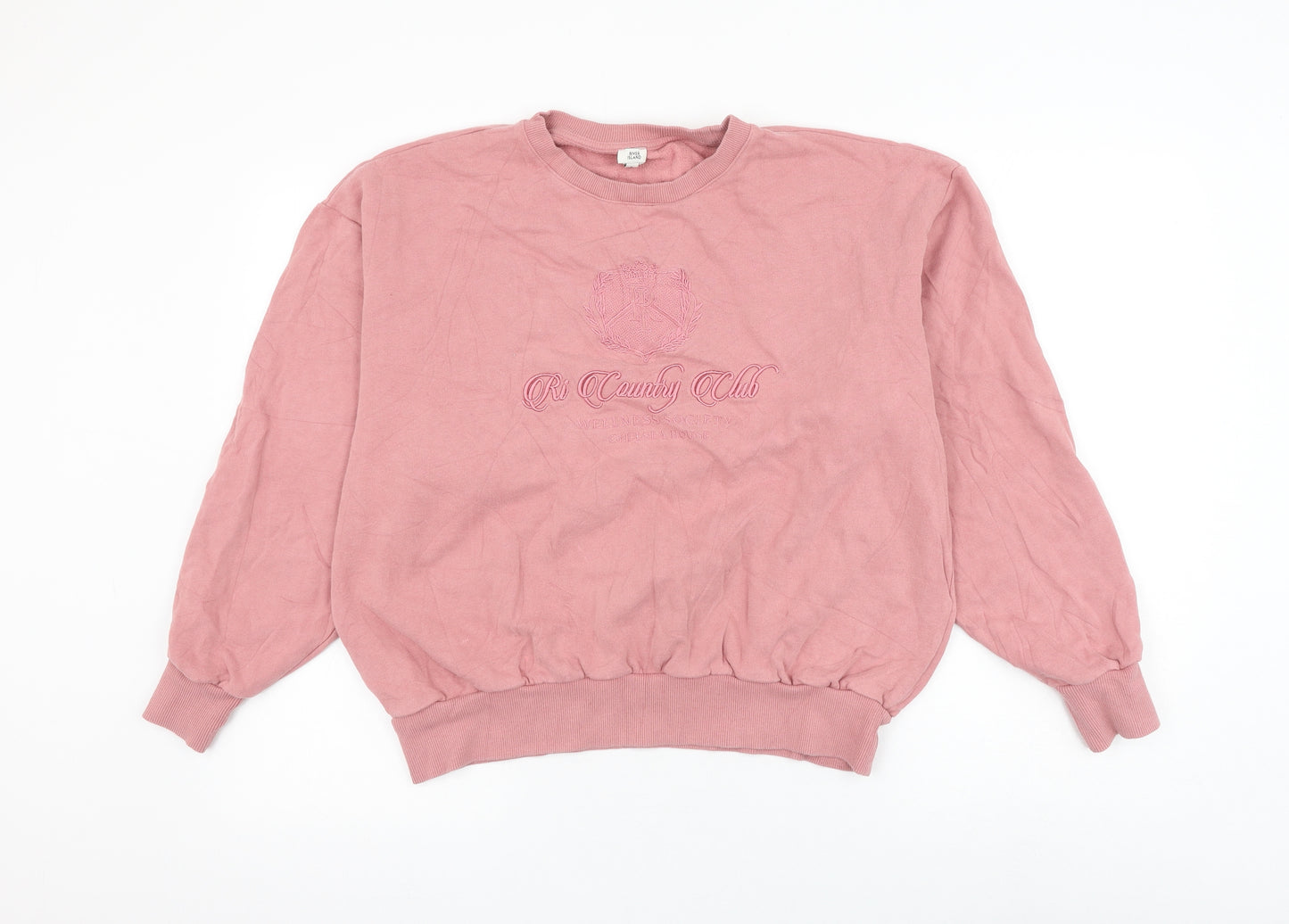 River Island Womens Pink Cotton Pullover Sweatshirt Size S Pullover - RI Country Club