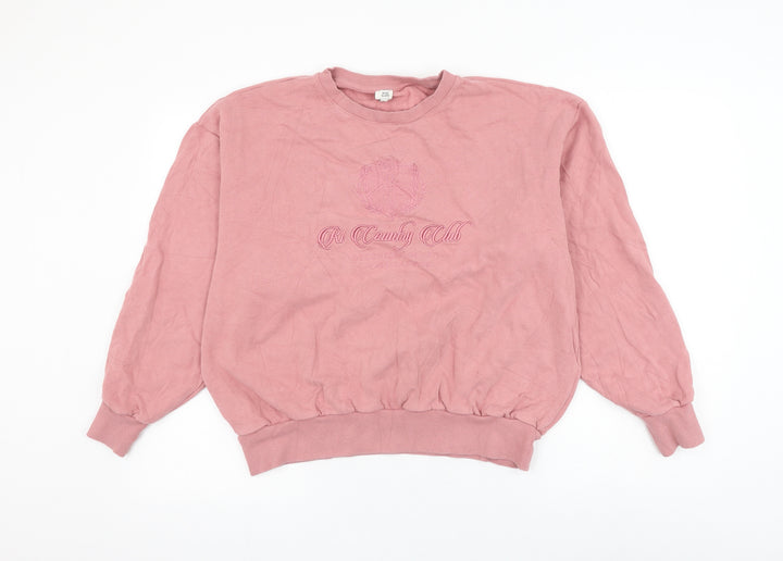 River Island Womens Pink Cotton Pullover Sweatshirt Size S Pullover - RI Country Club