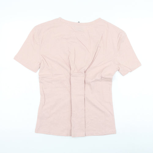 Eight Womens Pink Cotton Basic T-Shirt Size M Round Neck - Slayer Lace Up