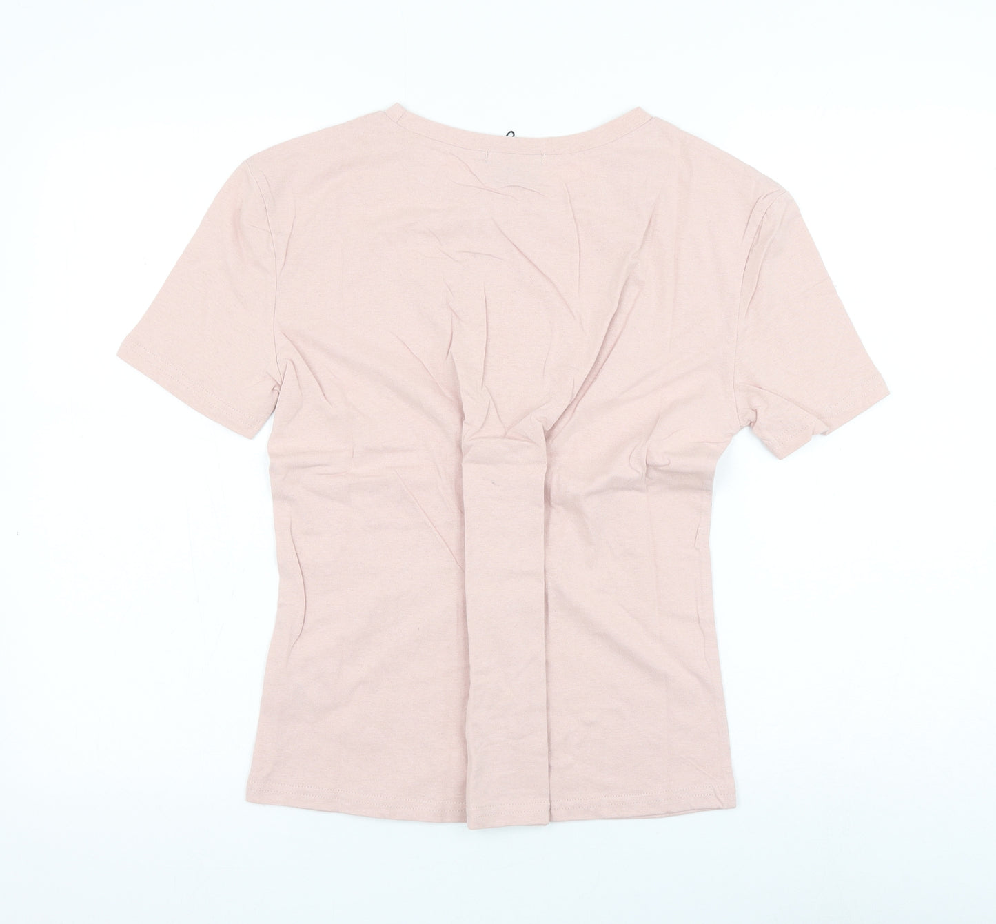 Eight Womens Pink Cotton Basic T-Shirt Size M Round Neck - Slayer Lace Up