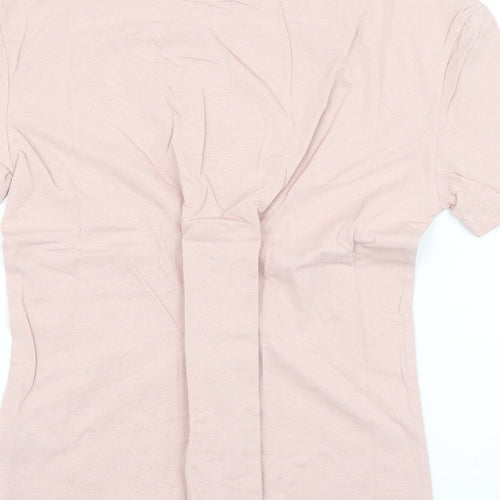 Eight Womens Pink Cotton Basic T-Shirt Size M Round Neck - Slayer Lace Up
